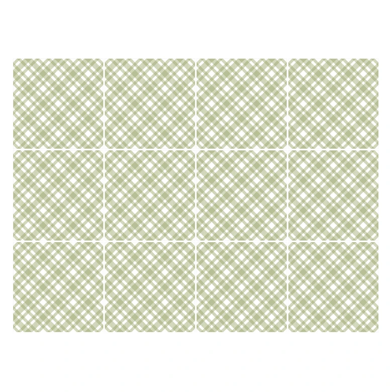 Tile stickers checkered pattern in pistachio white - set of 12 