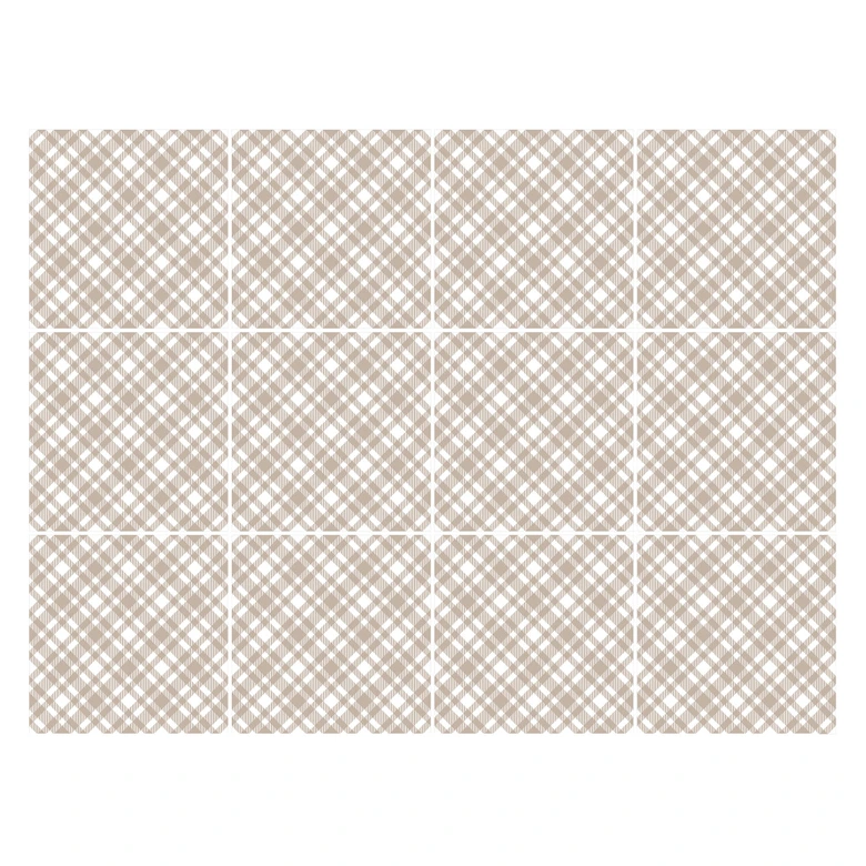 Tile stickers Checked pattern in taupe-white - set of 12 