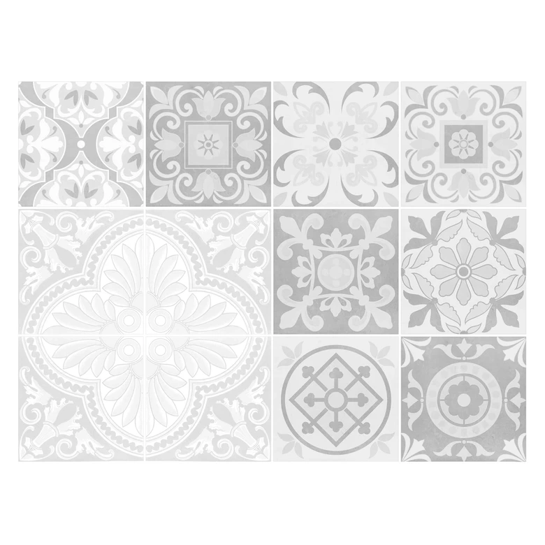 Fliesenaufkleber Ornamente - Betonoptik 02 - 12er Set 