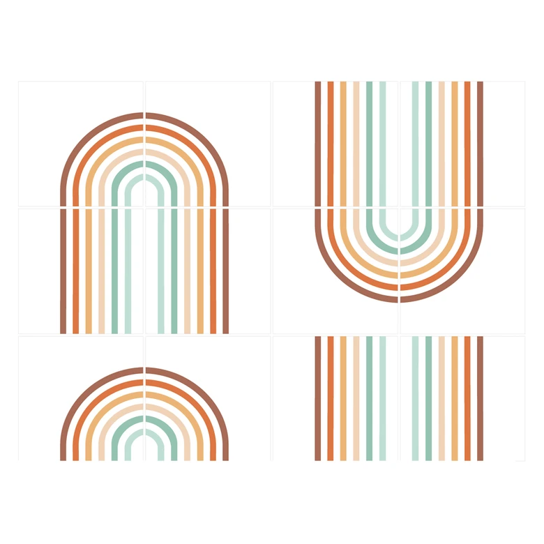 Tegelstickers Boho Rainbow (set van 12) 