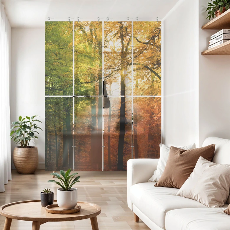 Raumteiler, Paravent, Sichtschutz hängend Goldener Herbst Wald 