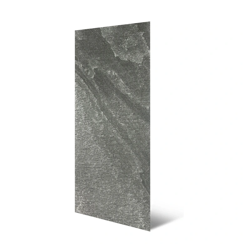 Echtstein - 3D Wandpaneel, Set aus 6 Natursteinplatten als luxuriöse Wandverkleidung - Schiefer Grau 