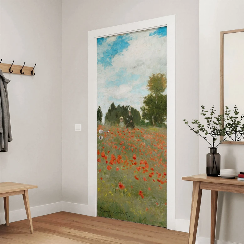 Türfolie Mohnfeld bei Argenteuil - Monet - Selbstklebende Türdeko 