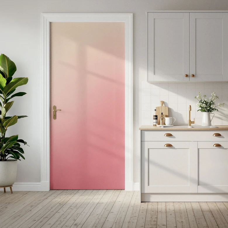 Türfolie Ombre Pinkfarbene Sonne - Selbstklebende Türdeko 