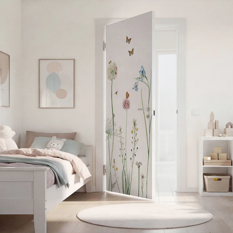 Butterfly meadow door film - Sir Edward - Self-adhesive door decoration 
