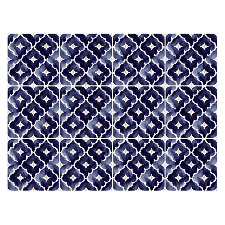 Fliesenaufkleber Aquarell Blumen blau - Treechild - 12er Set 