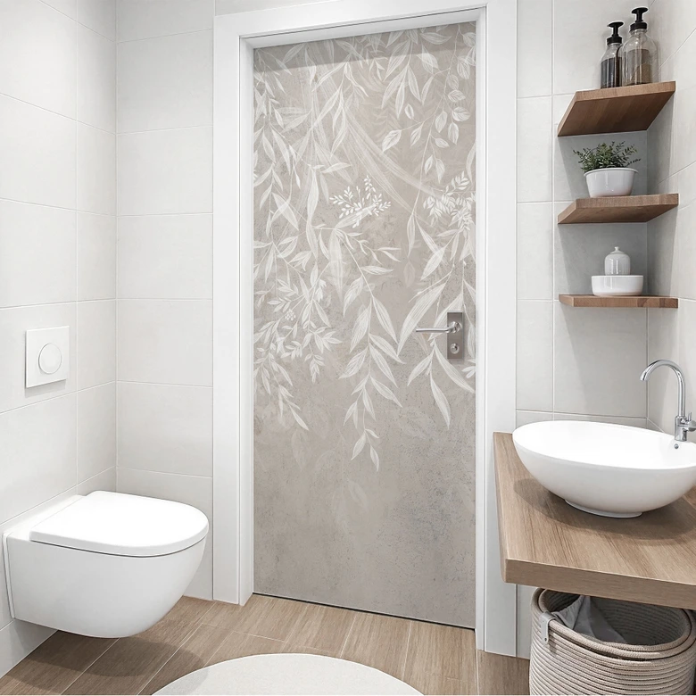 Türfolie Elegante Weidenzweige in Beige - Ms Tiff - Selbstklebende Türdeko 