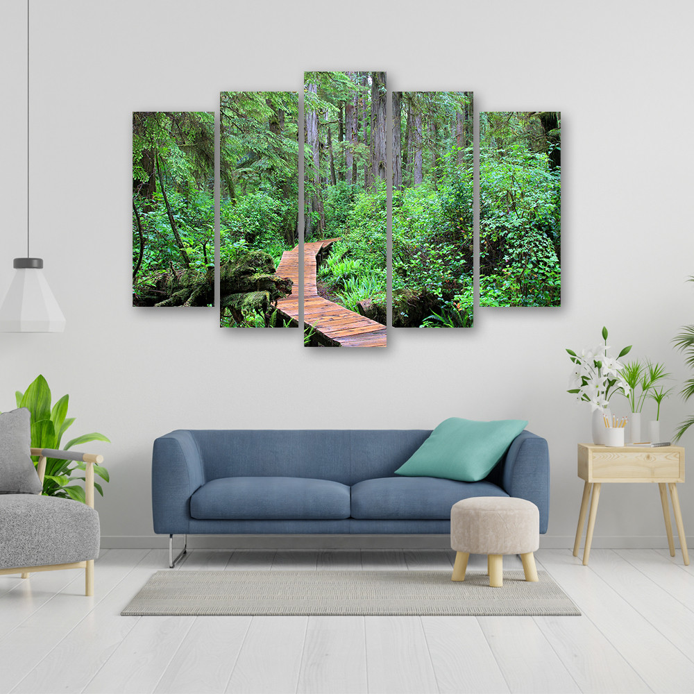 Grande Toile XXL Muralo - Cascade Forêt Tropicale 3D - Tableau Mural Paysage
