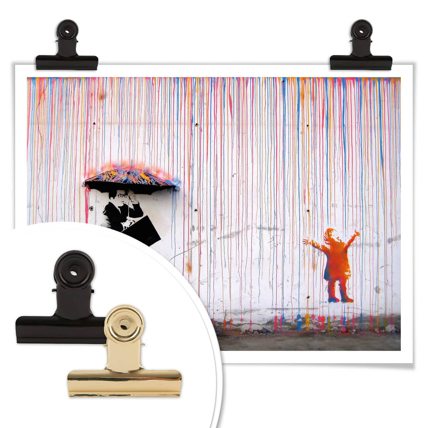 Banksy Art Graffiti Pioggia Colorata Stampe Su Tela Modern Canvas Painting Wall Art Poster E Stampe Per Soggiorno Decor 80x120cm(31x47in) Con Cornice - Foto 5