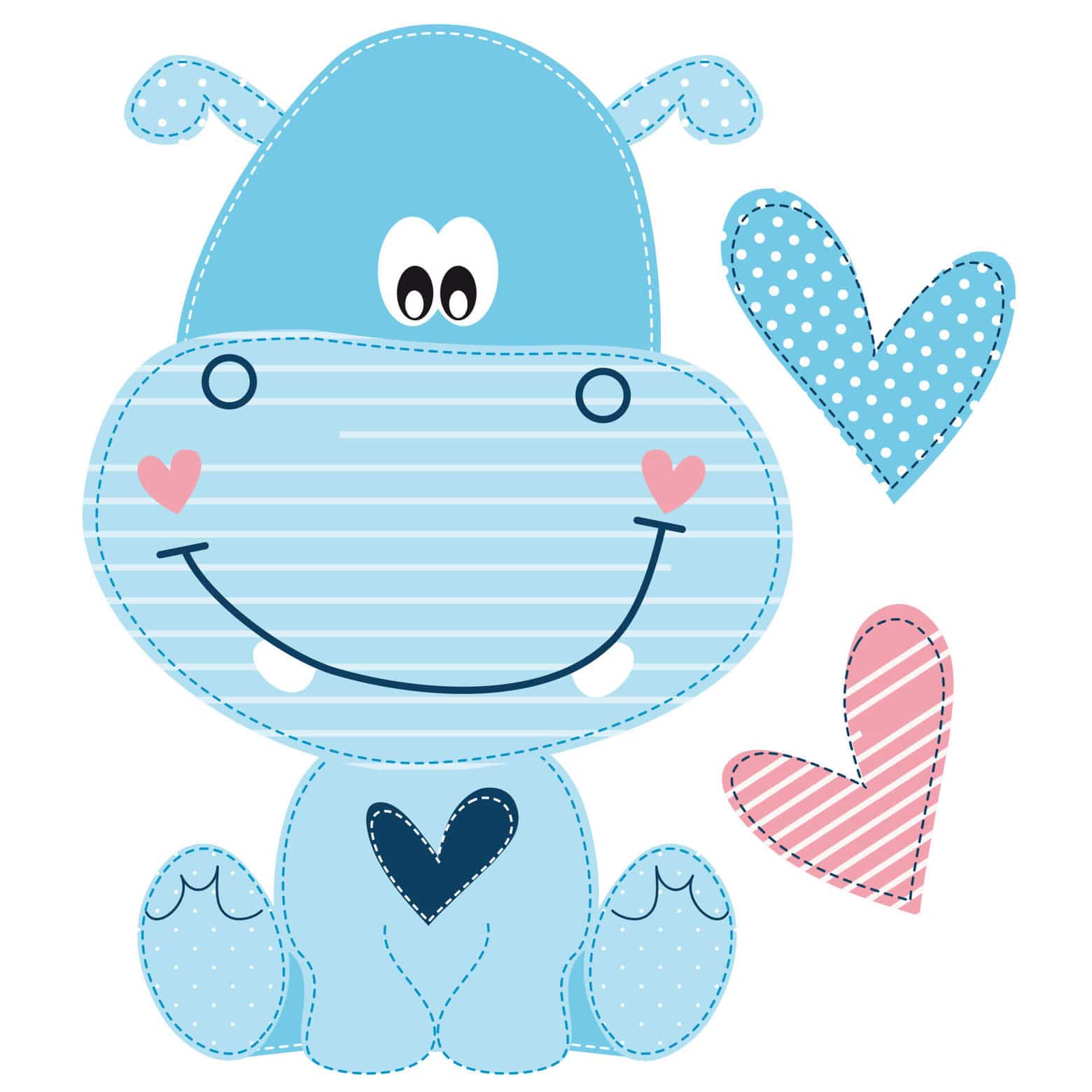 Sticker mural Hippopotame heureux wallart.fr