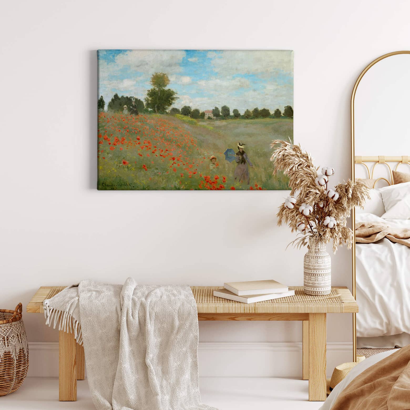 Impression Sur Toile Claude Monet - Champ De Pavot 120x80 Cm - Qualité Premium Faite Main à Berlin