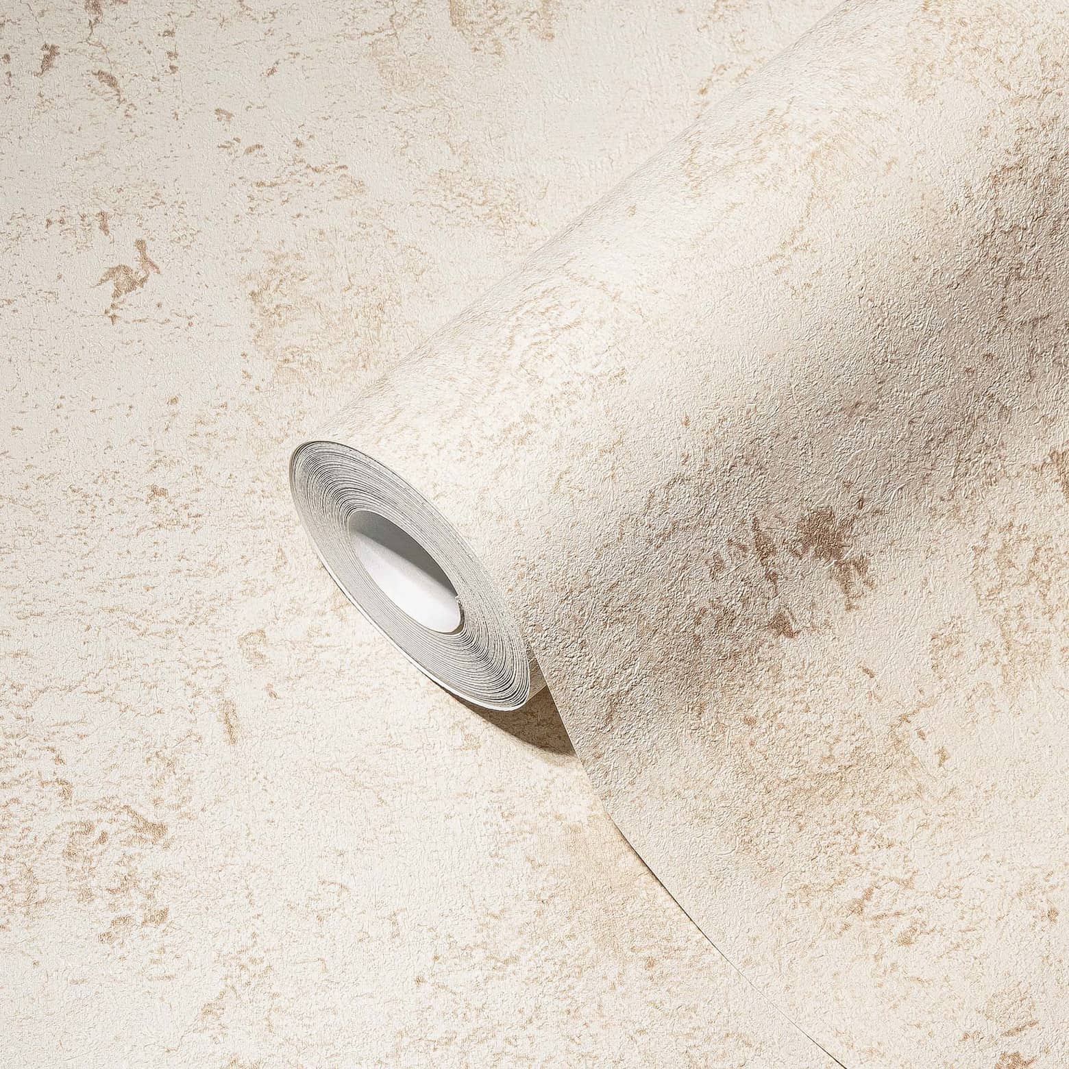 Papier Peint Aspect Crépi Crème - Papier Peint Intissé A.S. Création