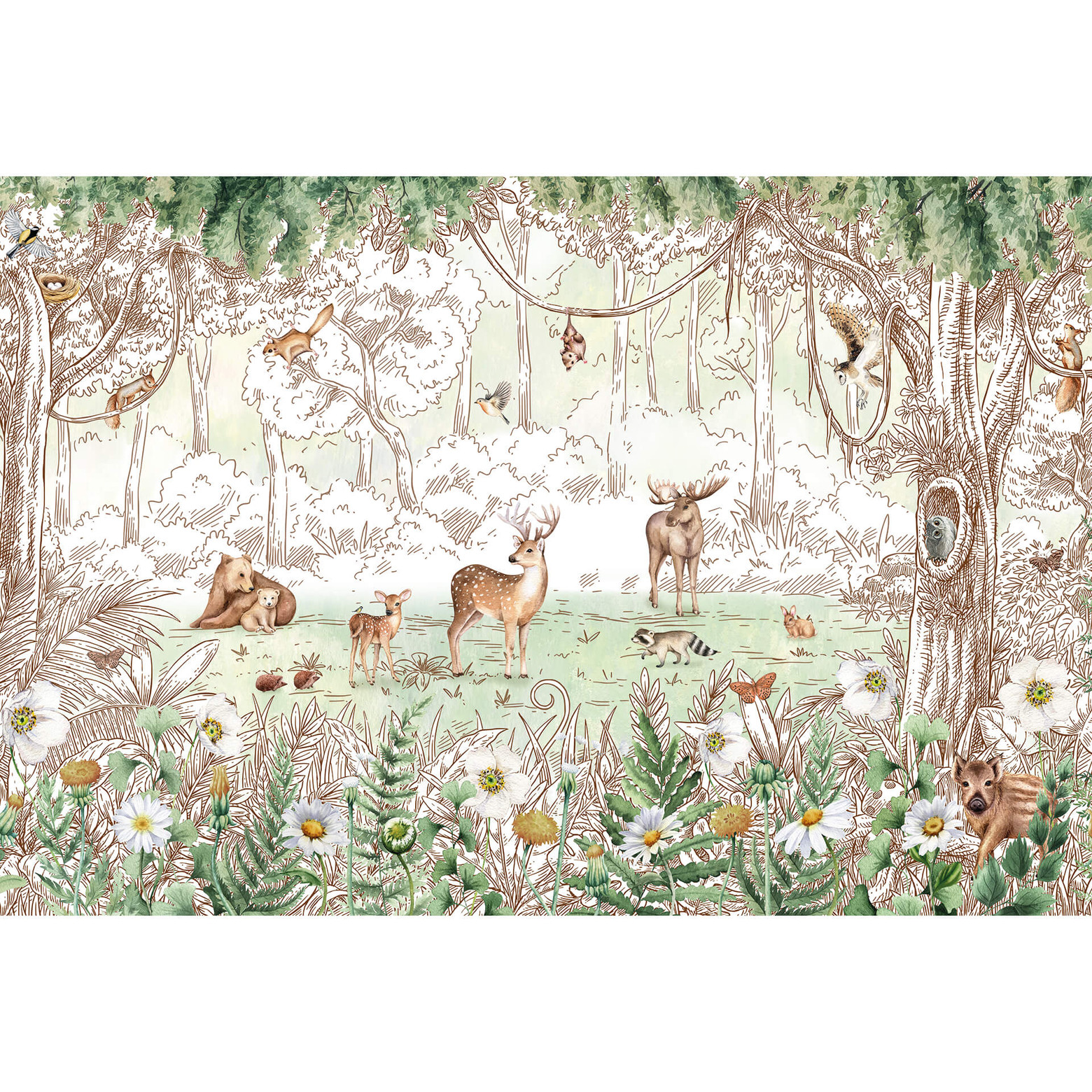 Fotobehang Kikki Belle Forest Friends wallart.nl