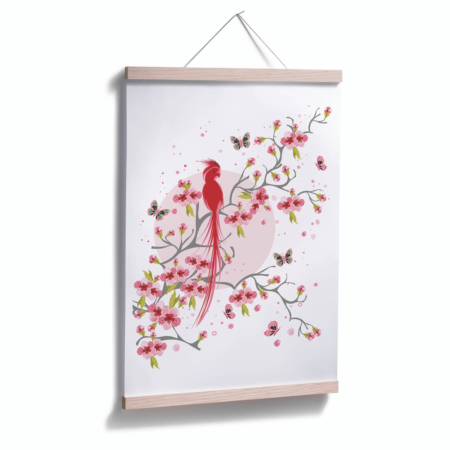Affiche Poster 50x50cm Art Florale - Oiseau Papillon - Décoration Murale ARTTOR