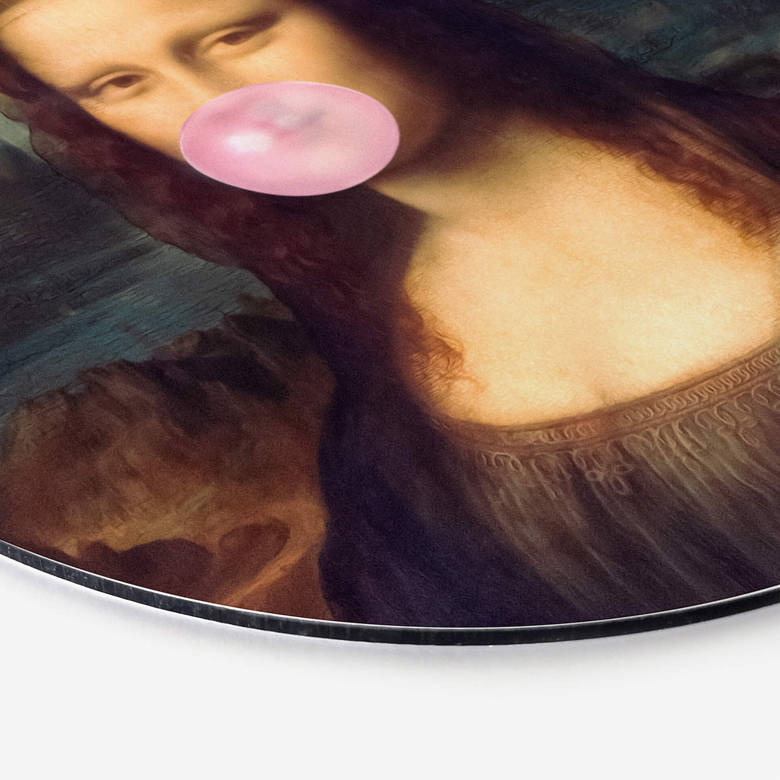 Mona Lisa Artwork, Modern Abstract Woman Wall Art Mona Lisa Portrait With Pink Chewing Gum Bubble Picture Canvas Print Pop Art Decoration, No Frame,40 × 60cm