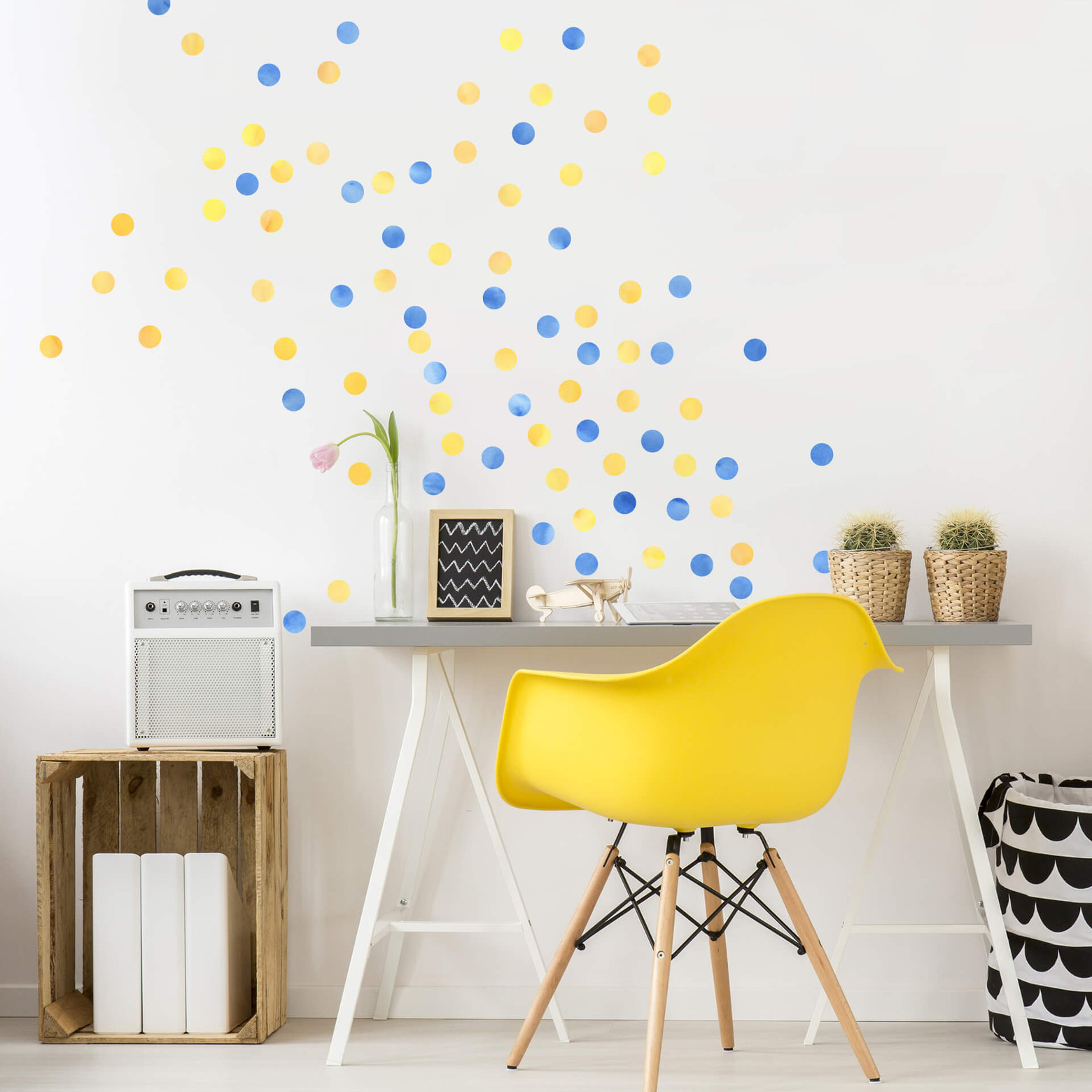 wandtattoo punkte Wandtattoo Watercolor Punkte Set blau (50-teilig) | wall-art.de