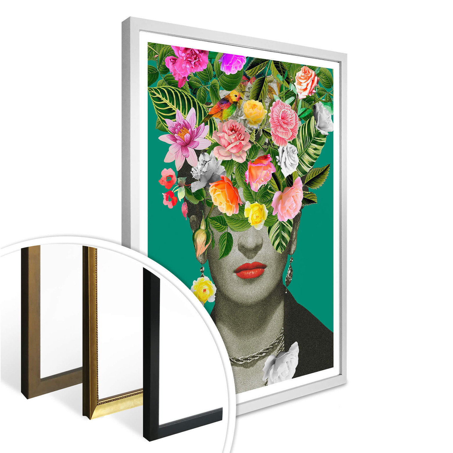Poster Frida Floral Studio Portrait Frida wallart.de