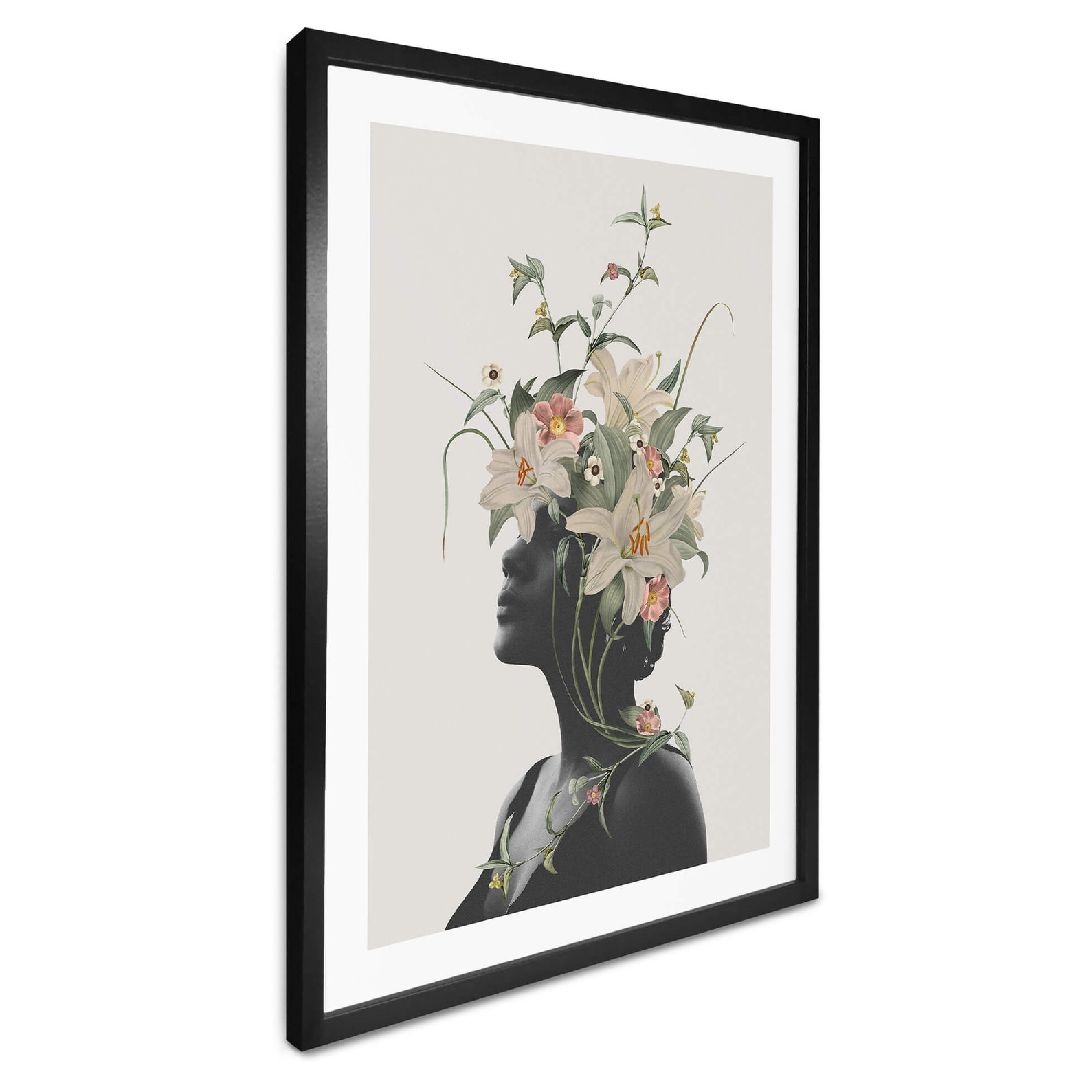Poster Frida Floral Studio Frauensilhouette mit Lilienblüten wall