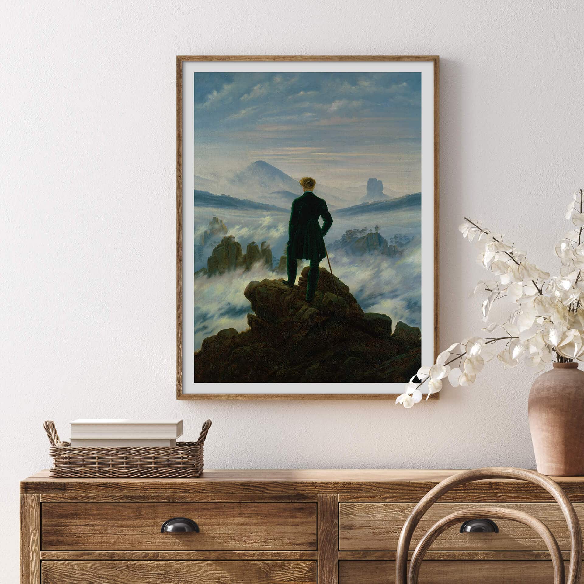 kunst für alle 'Encadré Image de Caspar David Friedrich Le Voyageur Contemplant Une Mer De Nuages, d'art dans Le Cadre de Haute qualité Photos Fait Main, 30 x 40 cm, Noir Mat