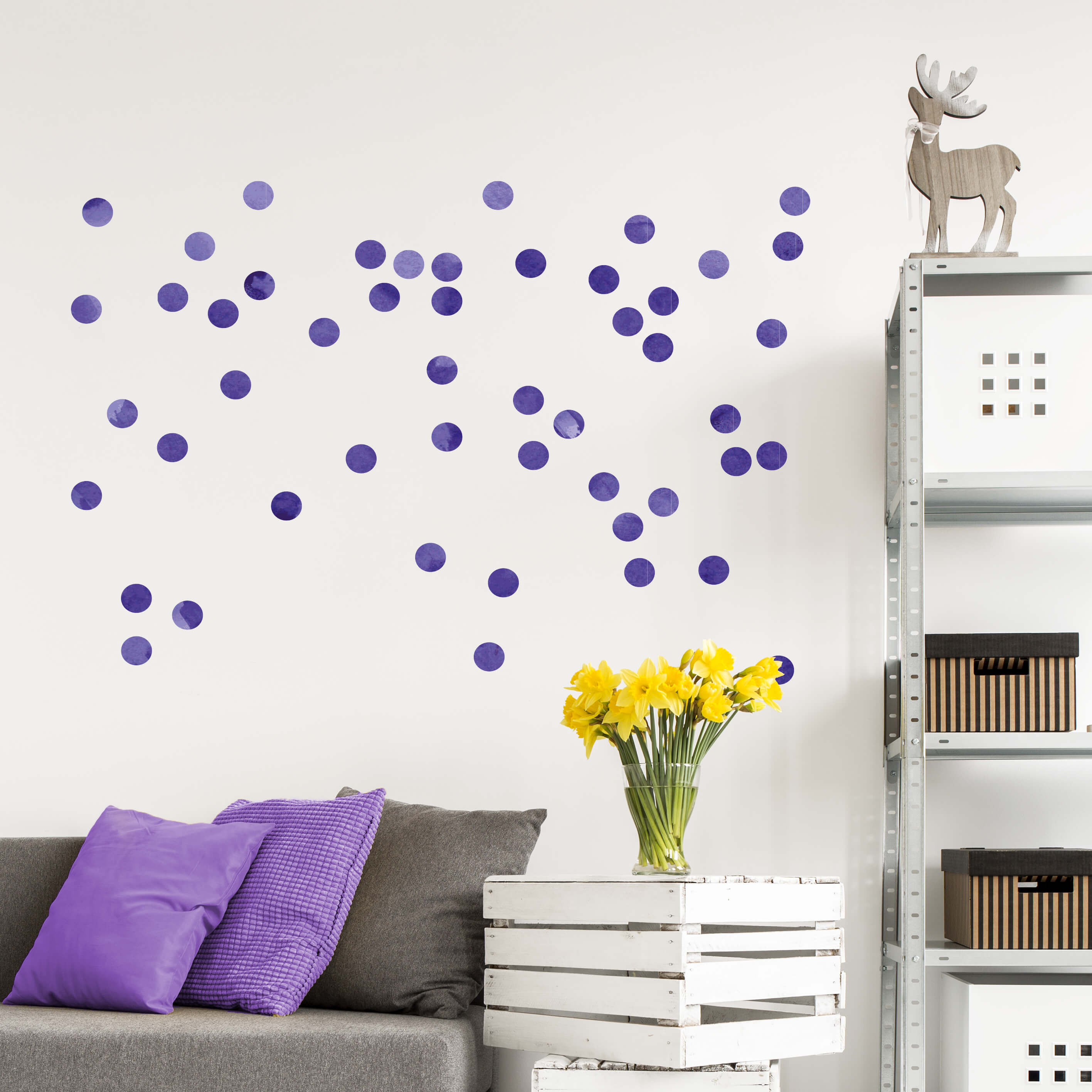 wandtattoo punkte Wandtattoo Watercolor Punkte Set lila (50-teilig) | wall-art.de