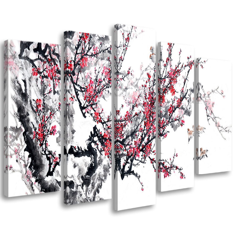 Impression Sur Toile ARTTOR 120x80 Cm – Cerisiers Japonais – Paysage Nature Mural