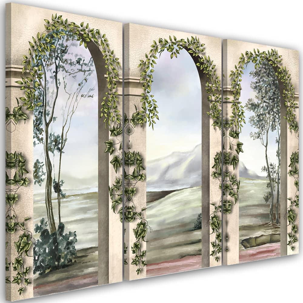 Leinwandbild 3 Teilig S ulen Und B gen Mit Efeu Wall art de leinwandbild-3-teilig-s-ulen-und-b-gen-mit-efeu-wall-art-de