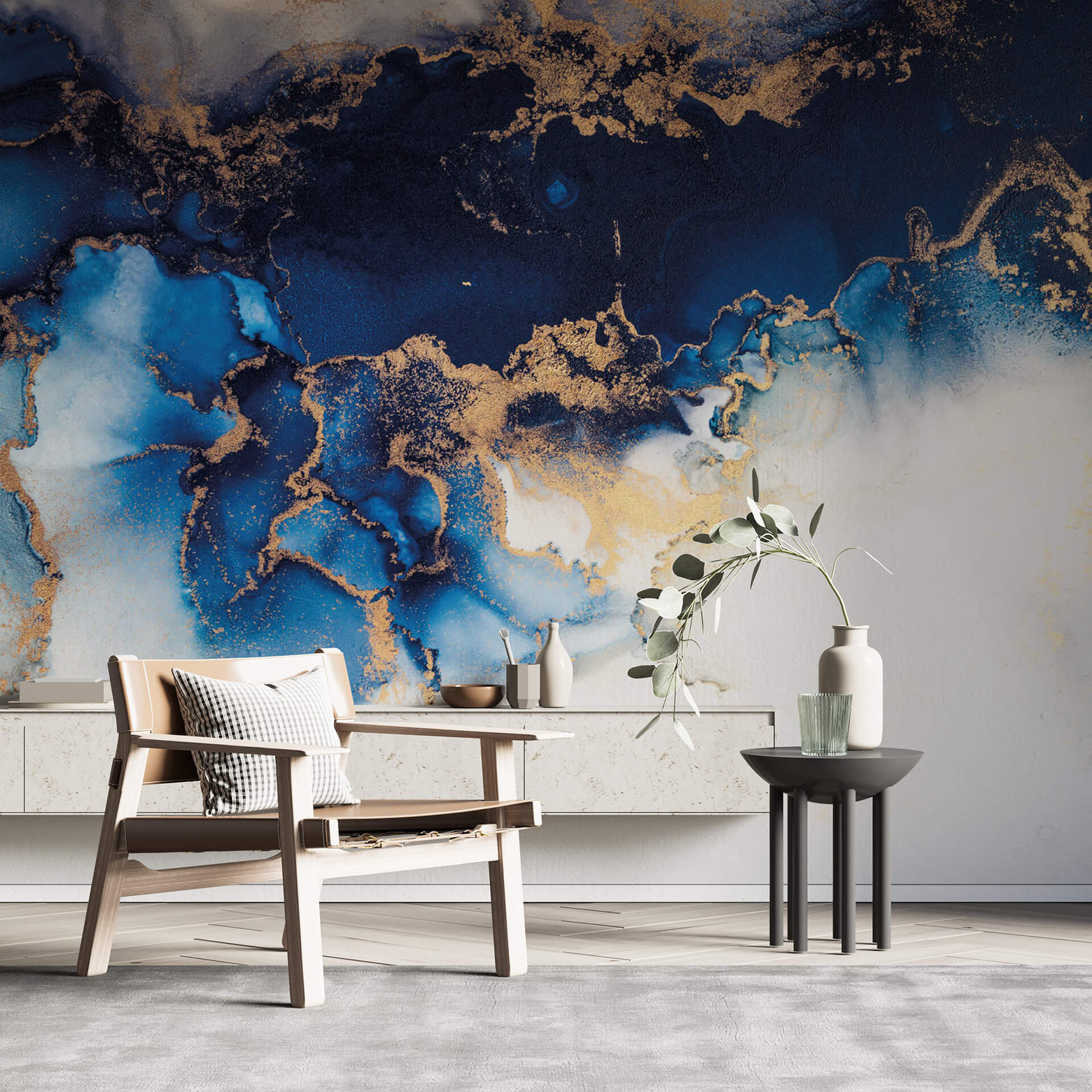 Fototapete Abstrakter Marmor Mit Blau Und Goldeffekt Wall art de