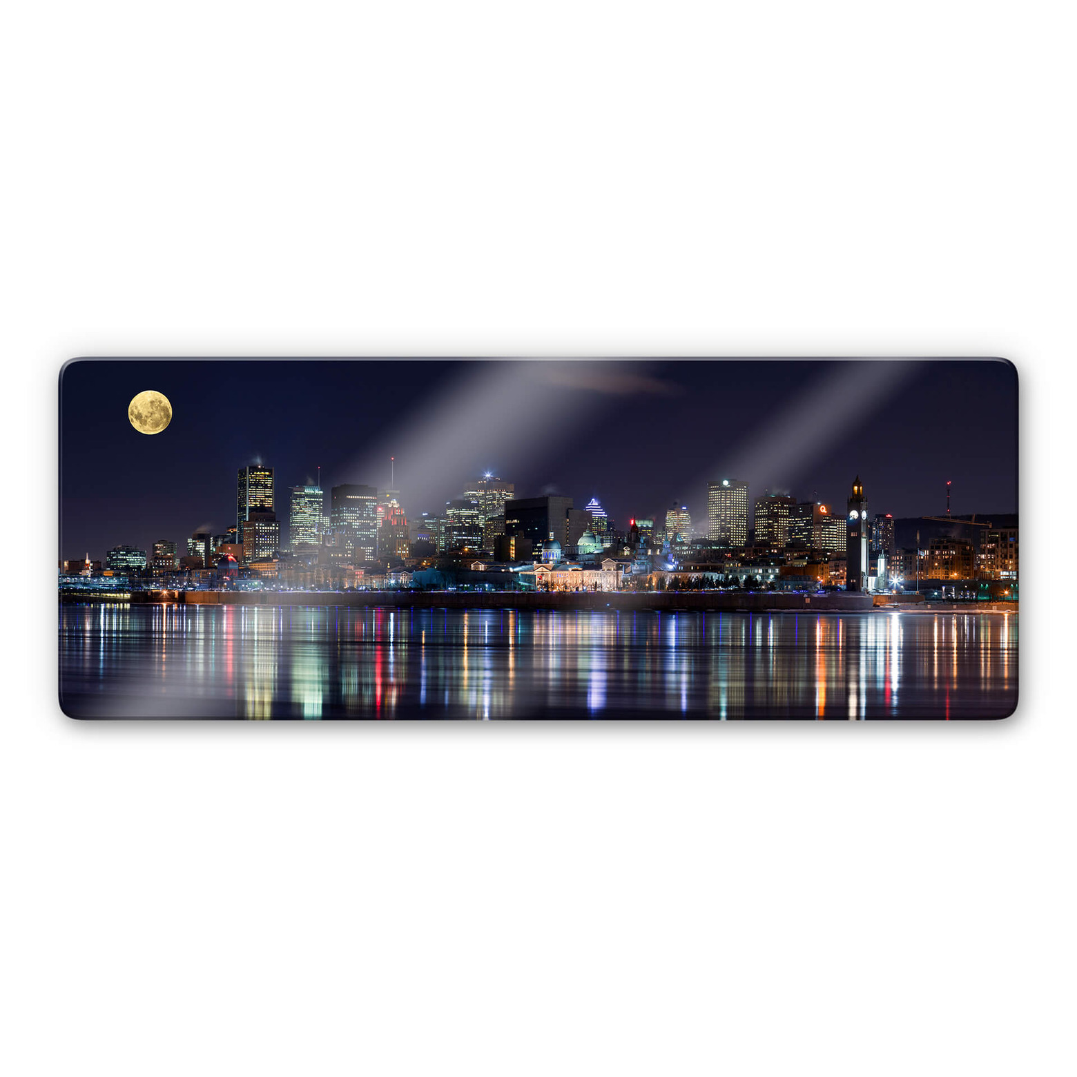 Glass Print YuppiDu Moon over Montreal