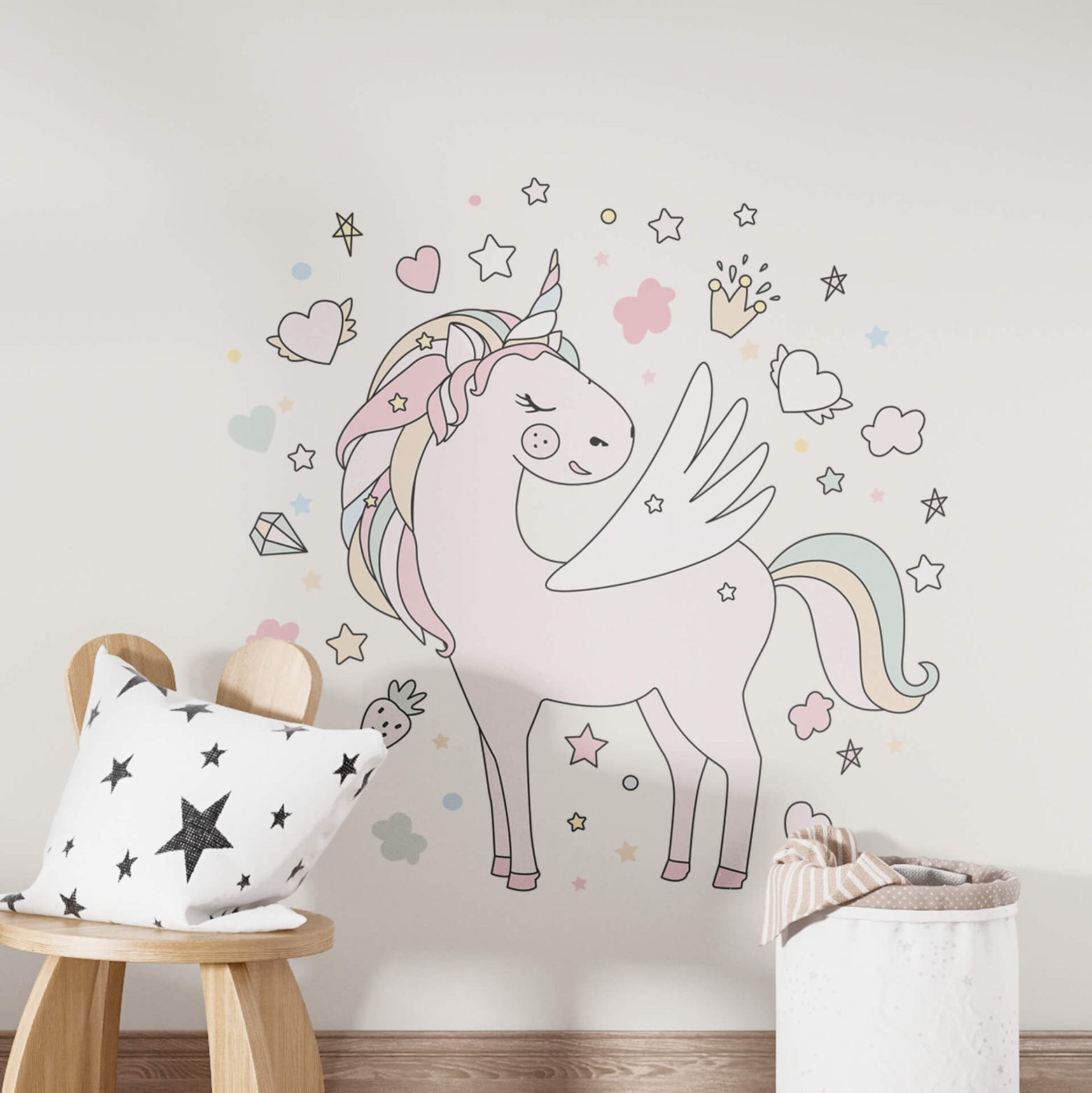 einhorn wandtattoo Wandtattoo Kvilis - Illustration einhorn mit Flügeln | wall-art.de