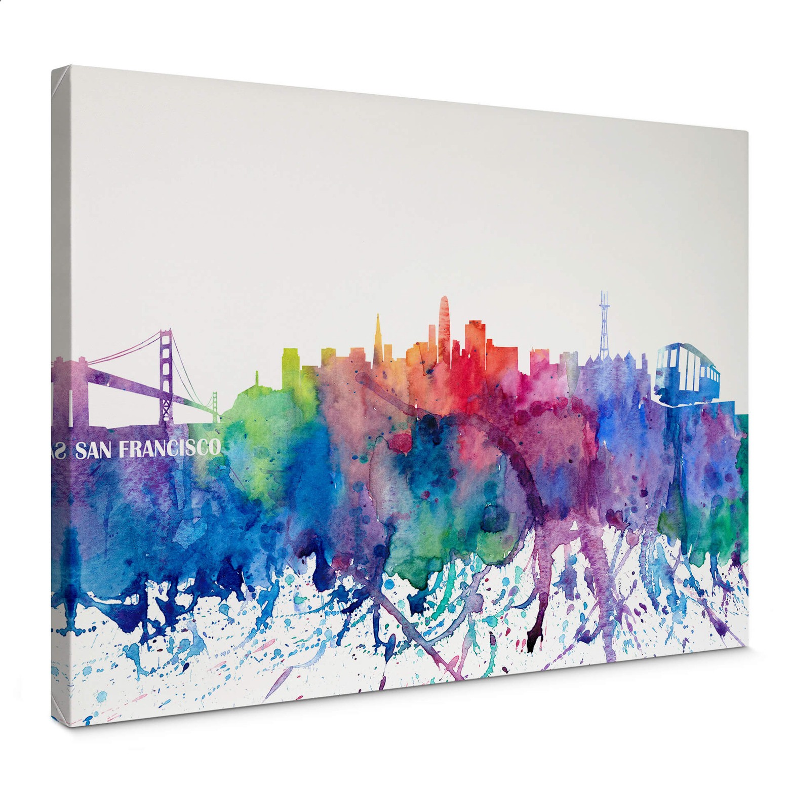 Tableau sur toile Bleichner - Hambourg Aquarelle Skyline