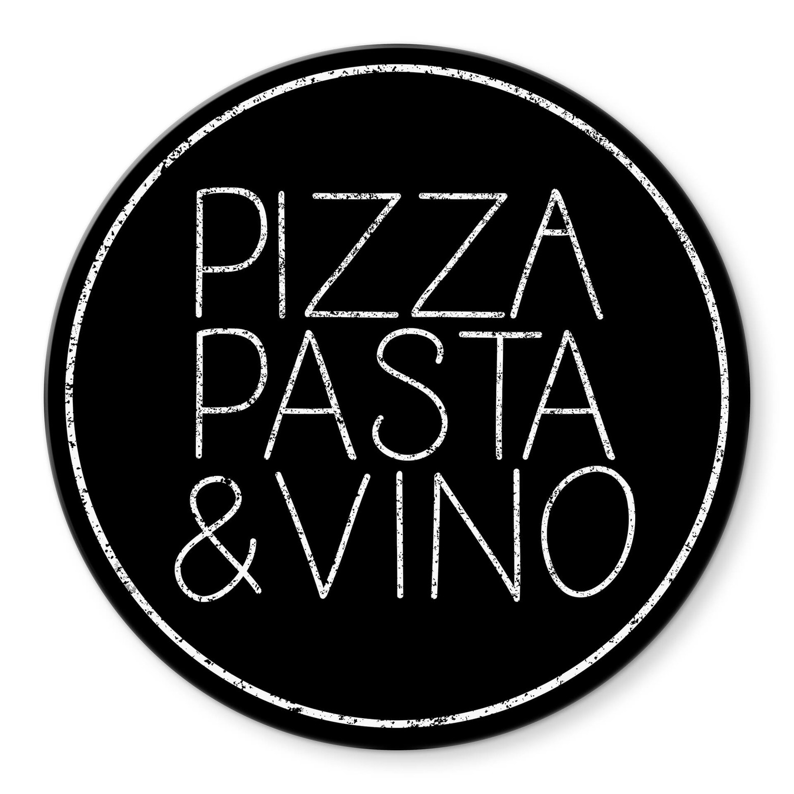 Stampa su vetro Pizza Pasta & Vino tondo wallart.it