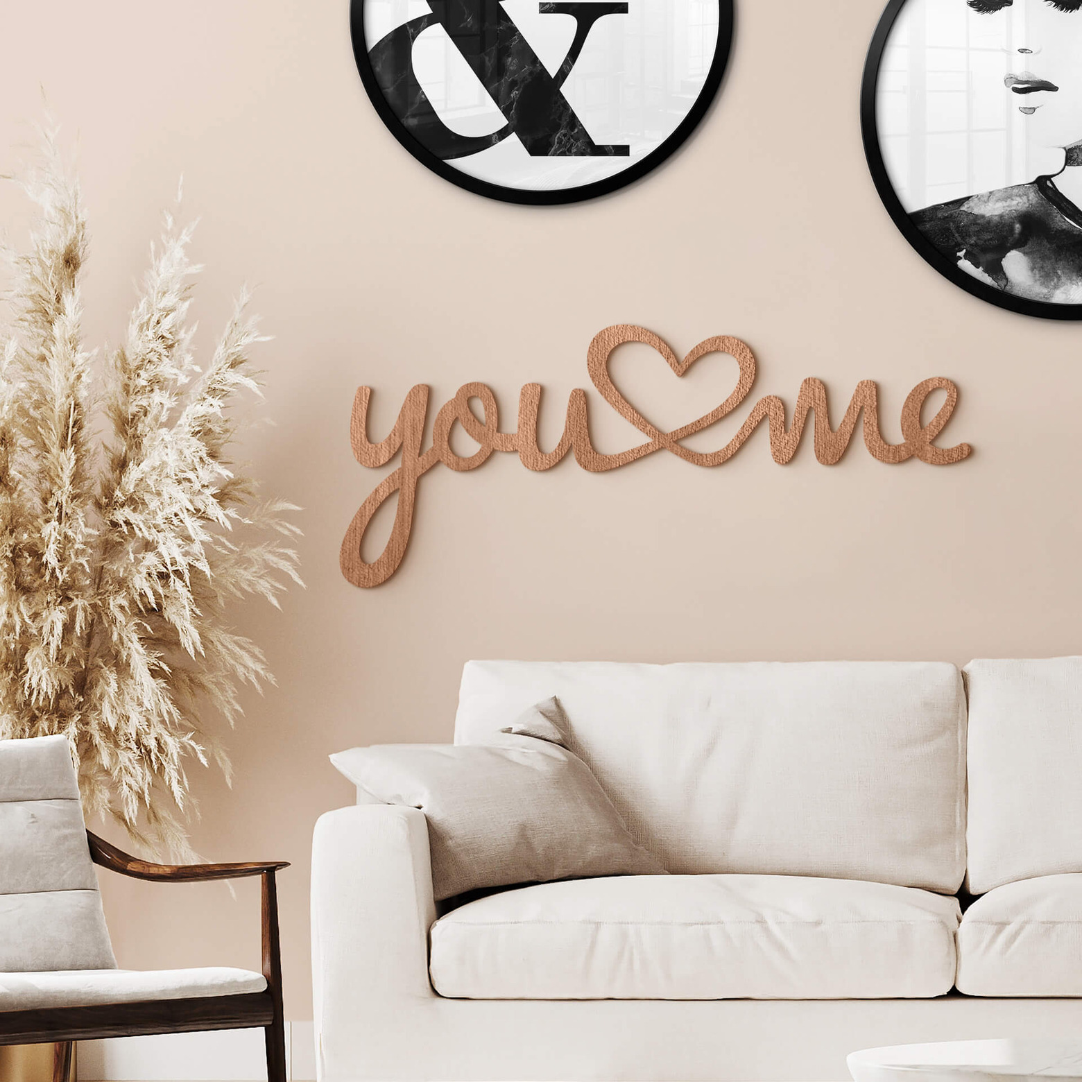 Houten Wanddecoratie Mahoniefineer You and Me wallart.nl