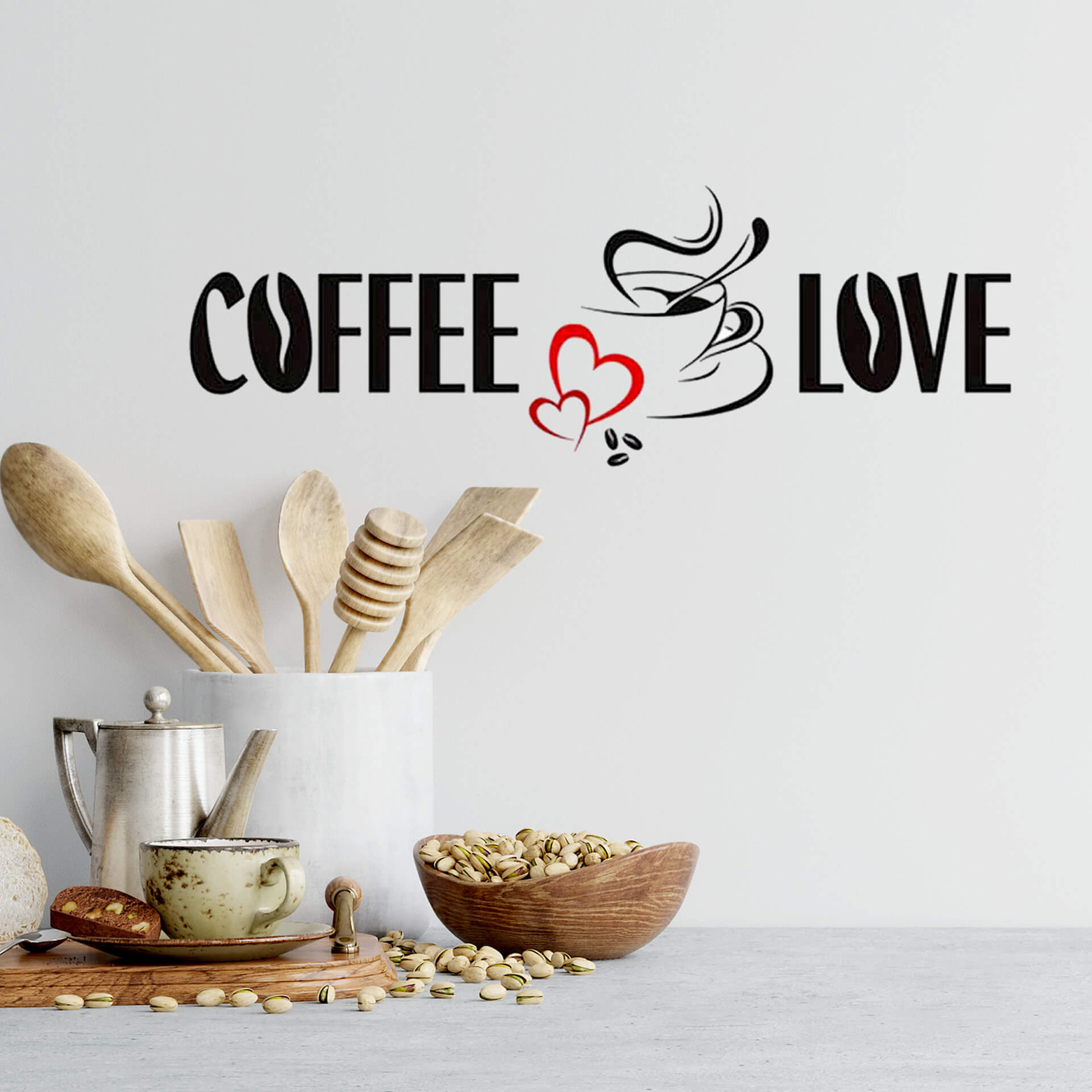 Wall Stickers Vinyl Coffee Love 60x20 cm wallart.de