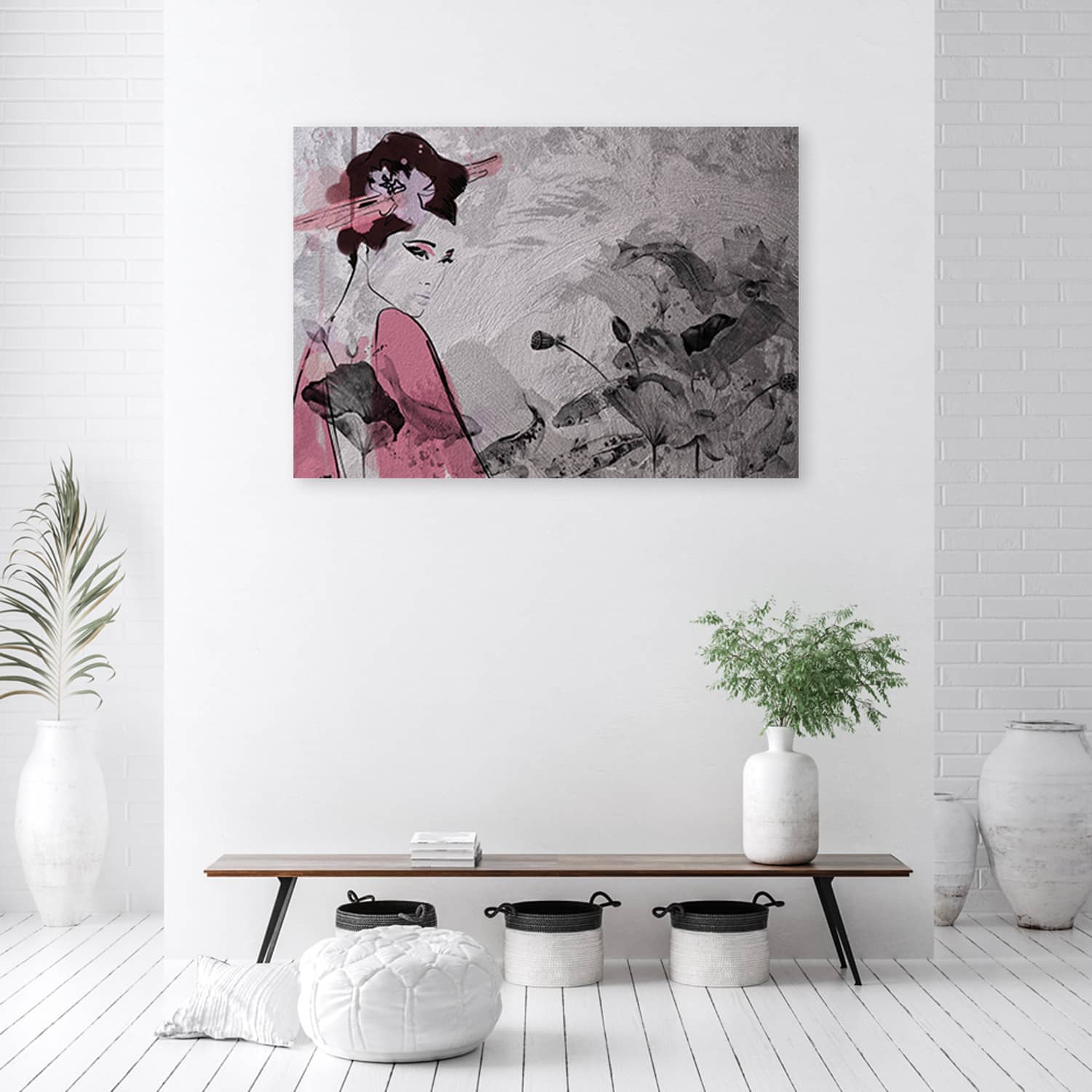 Toile Ohara Koson avec nénuphars roses – Art asiatique