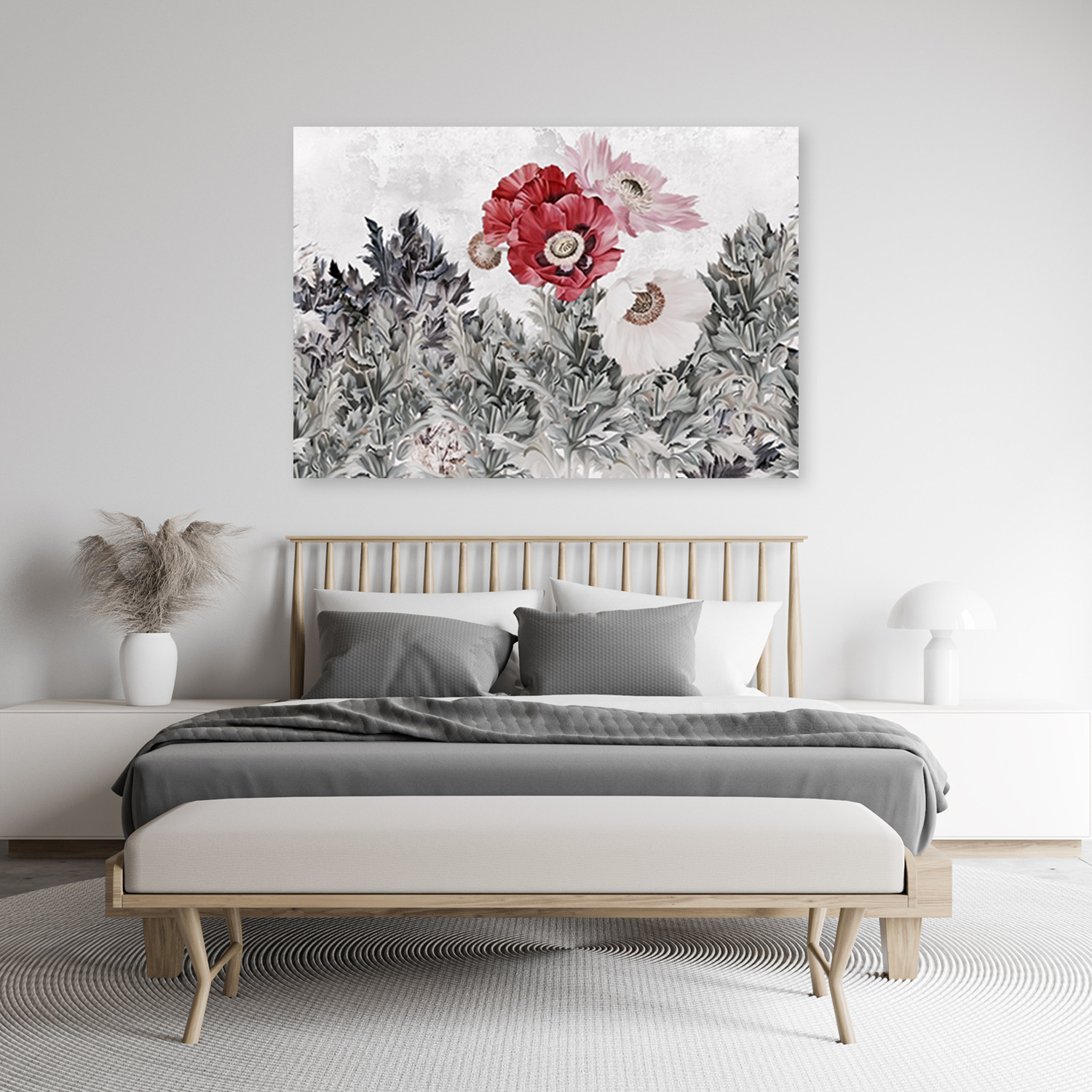 Peinture sur toile fleurs rouges - coquelicots