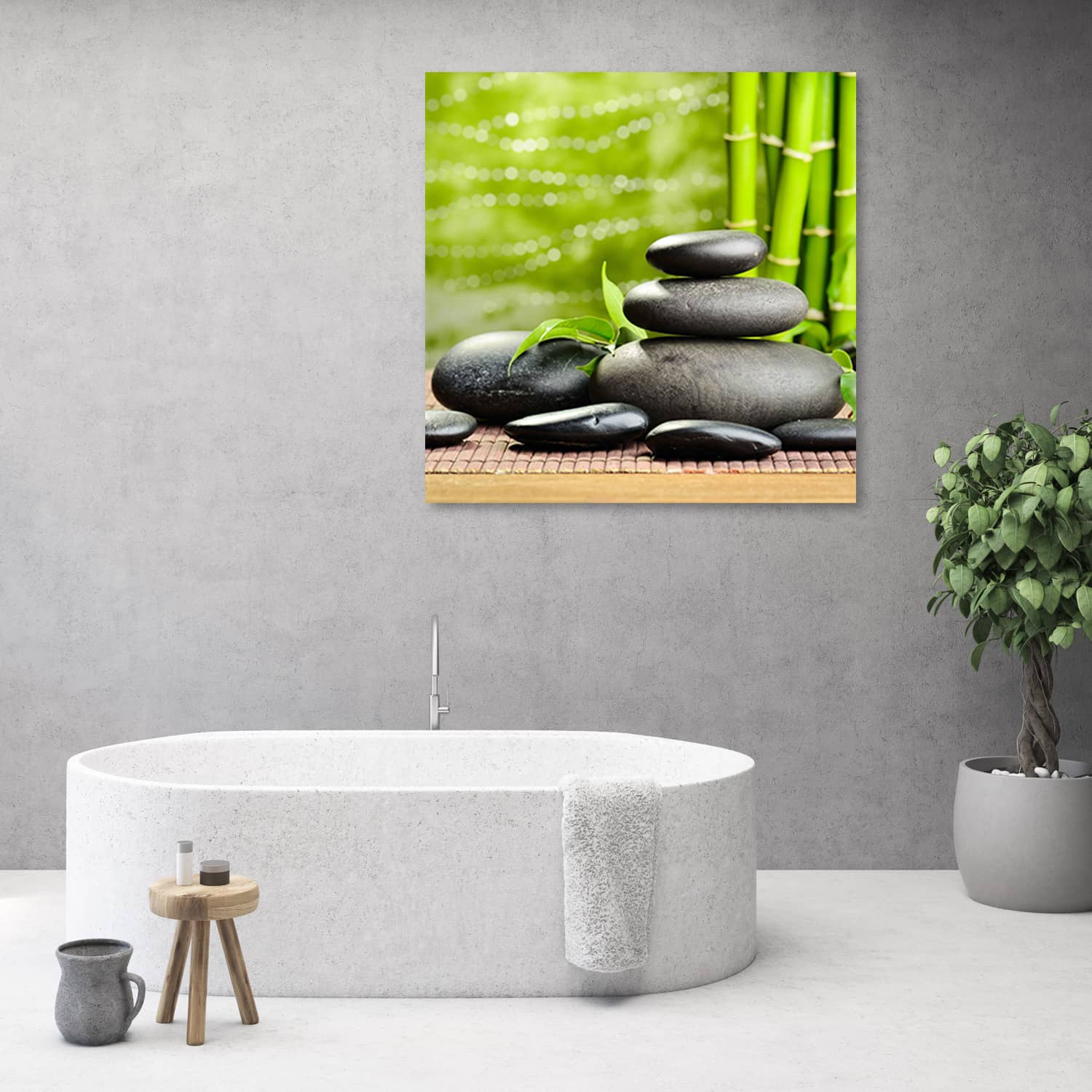 Leinwandbild, Steine Bambus Zen Spa wallart.de