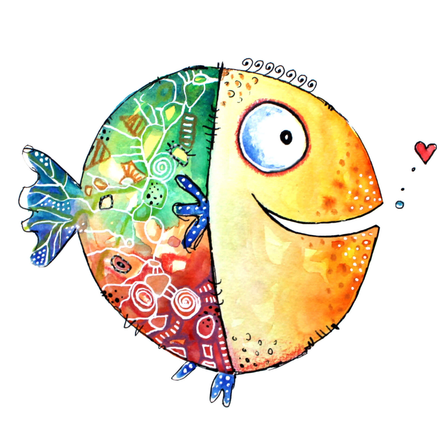 Sticker mural "Happy Fish" Hagenmeyer wallart.fr