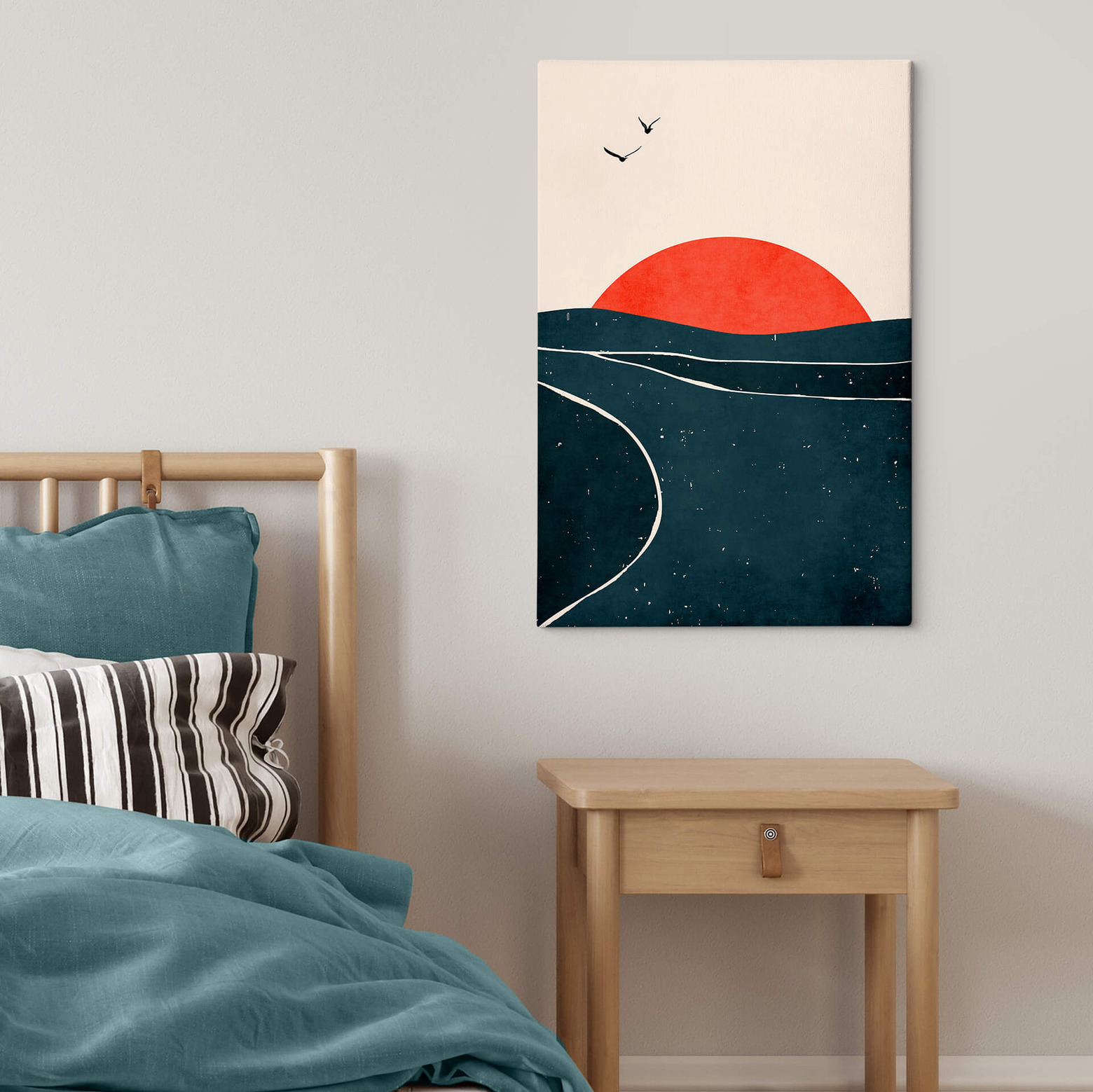 Tableau Déco Sur Toile 125x70 Cm – Motif France, Pigeon, Illustration Graphique, Pour Salon Ou Bureau