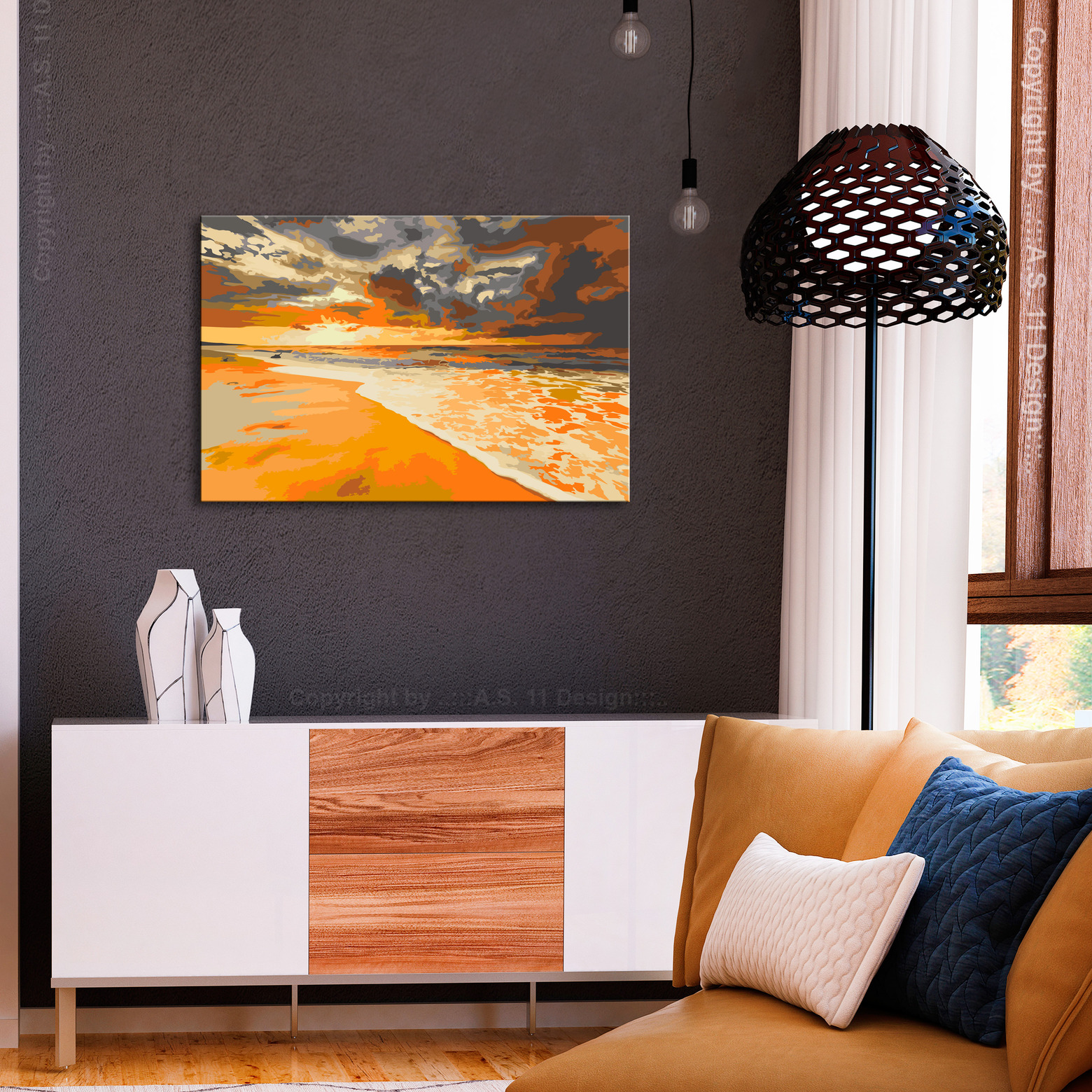 RICUVED Kit Pittura Con I Numeri 30x40cm – Paesaggio Casa Spiaggia Con Cornice In Legno E Magnetini - 2
