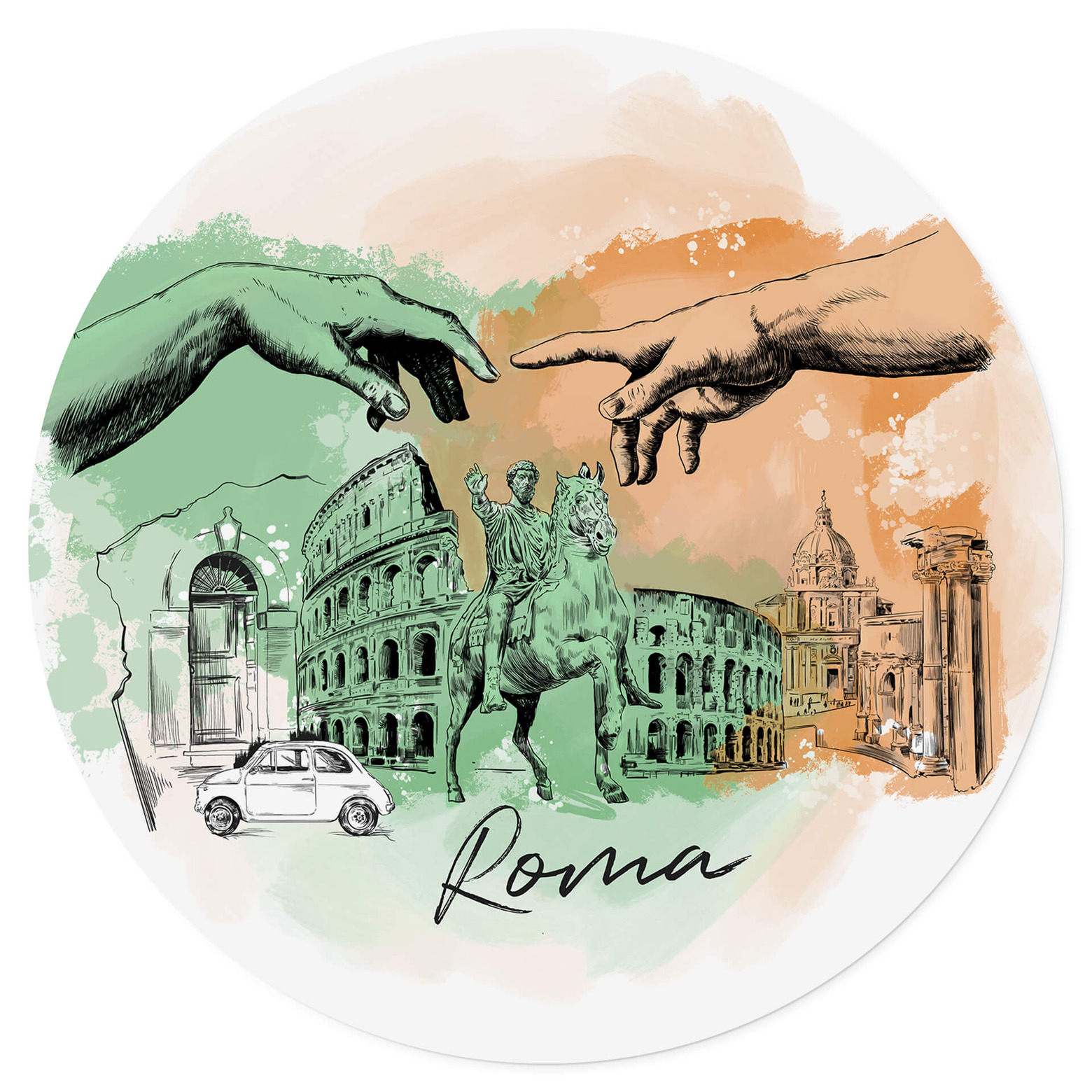 Sticker Mural rond Love your City Rome wallart.fr