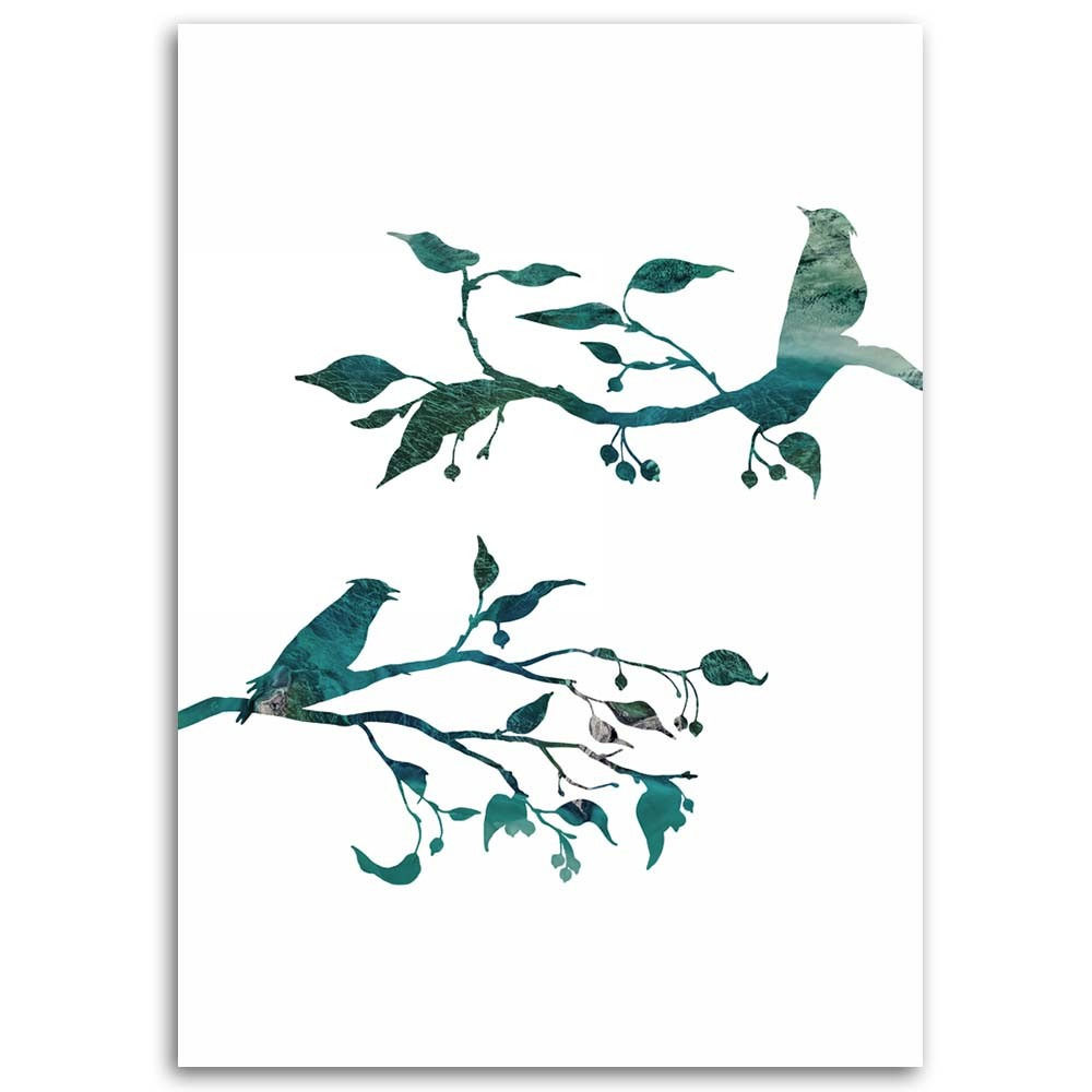 Poster ARTTOR 40x40cm – Oiseaux Et Fleurs Pastel – Décoration Murale – Neuf