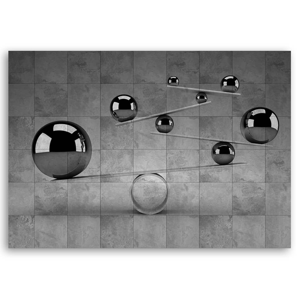 Leinwandbild, Kugeln 3d Silber wallart.de