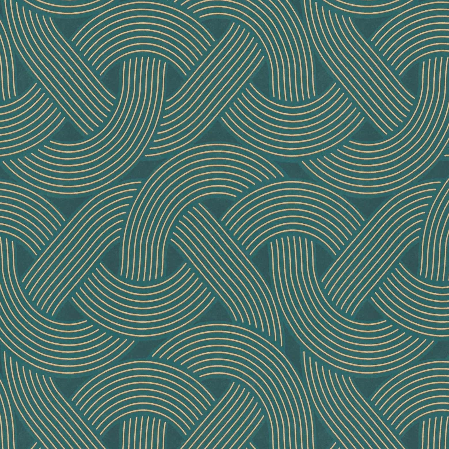 Art deco wallpaper blue gold graphic wallpaper with line pattern