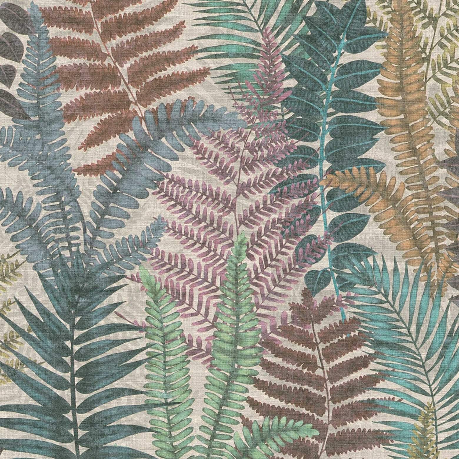 pattern wallpaper with fern leaves colourful floral wallpaper green