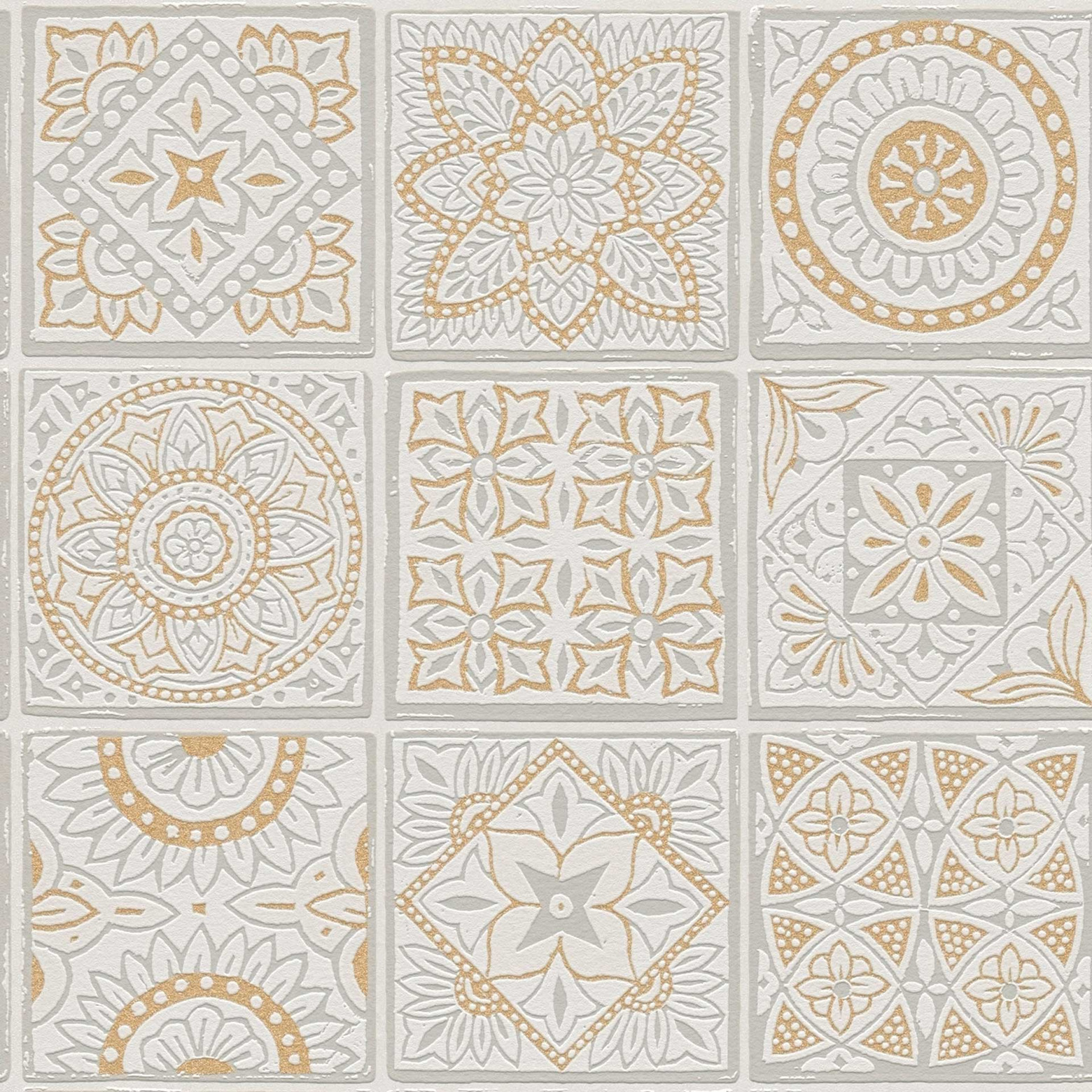 Tile wallpaper gold grey - tile look wallpaper - non-woven wallpaper