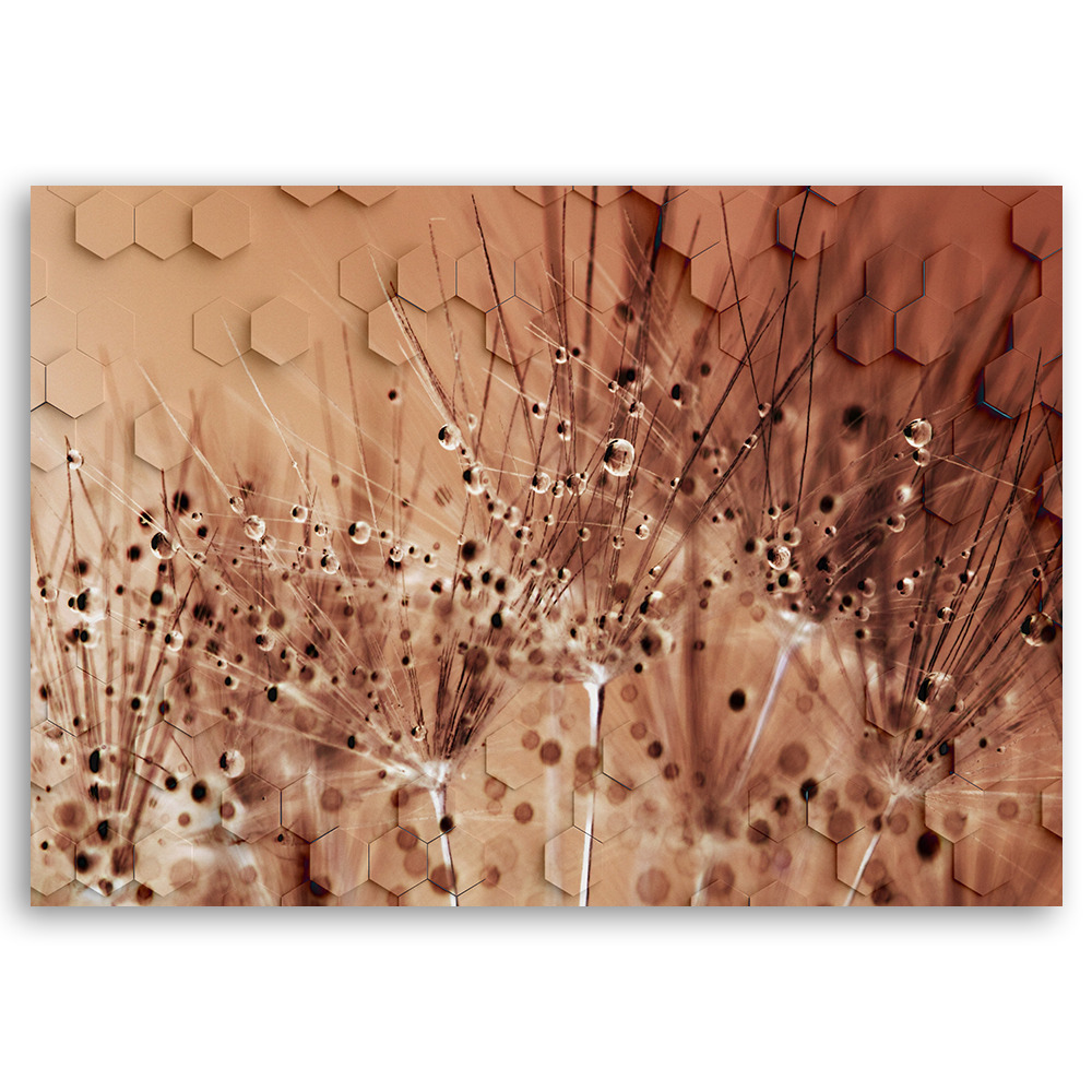 Tableau En Verre DEQORI Motif Graines Et Gouttes D'eau - Décoration Murale Moderne, 3D