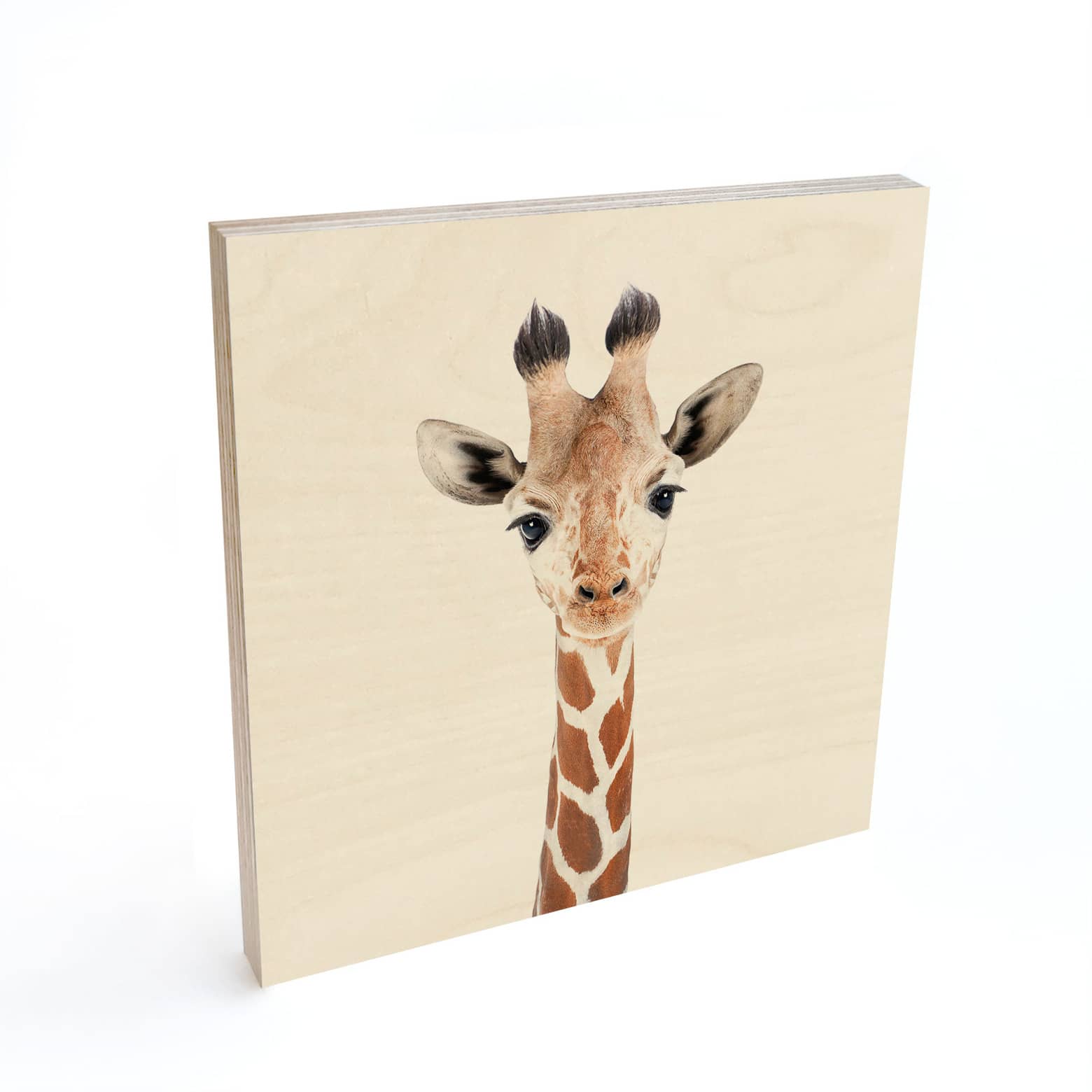 Tableau sur bois Sisi & Seb Bébé girafe wallart.fr