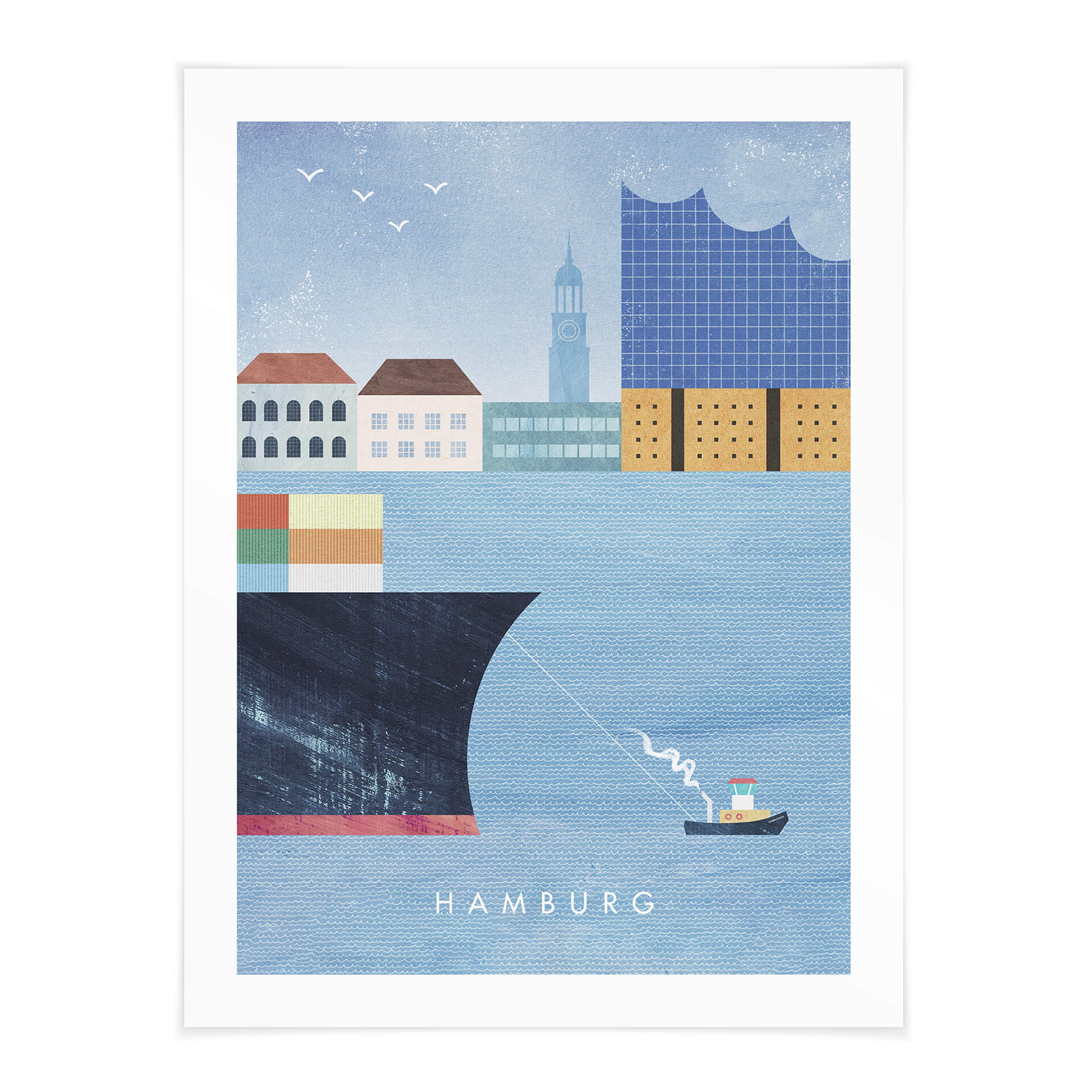 StadtPoster Hamburg mit Hafen Rivers wallart.de