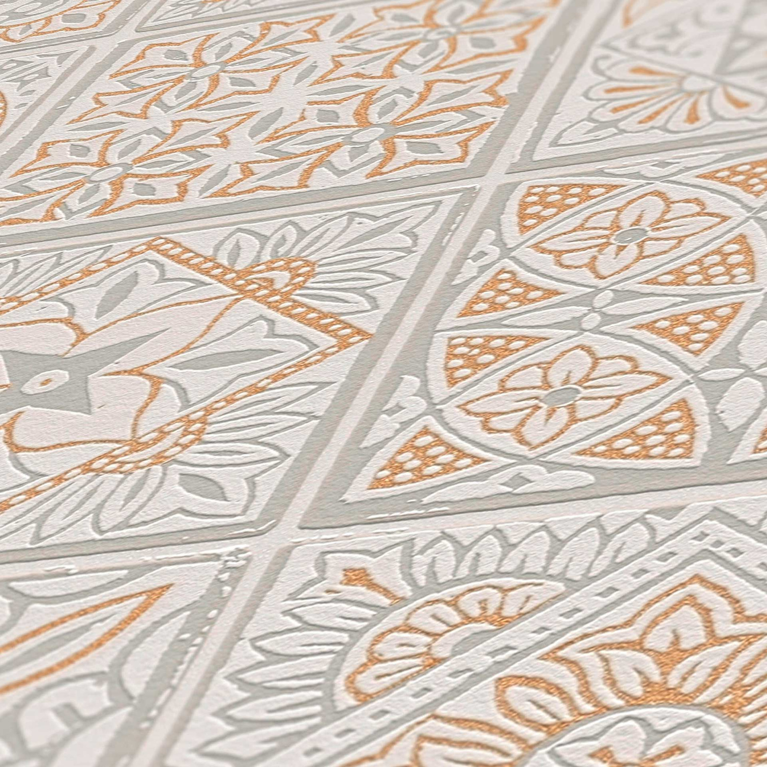 Tile wallpaper gold grey - tile look wallpaper - non-woven wallpaper