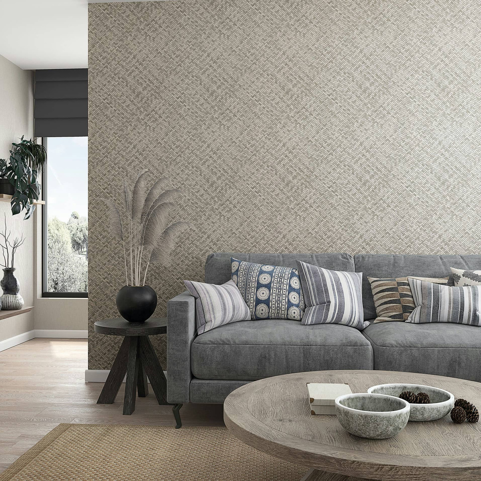 nonwoven wallpaper greige structure for living room bedroom wallpaper